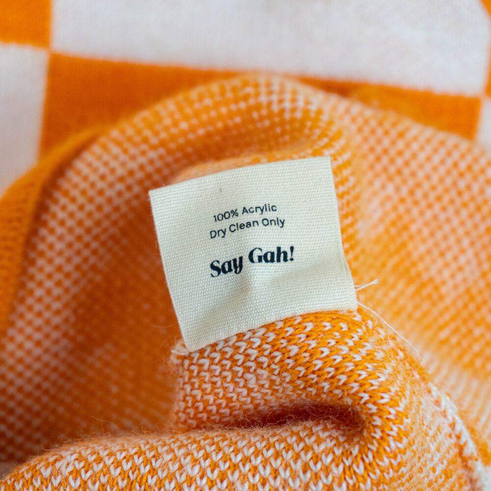 Lisa Says Gah x KJP Paisley Polo Sweater knit orange white sz M/L - Picture 10 of 12